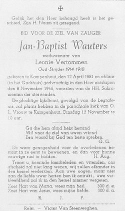 Bidprentje Jan-Baptist Wauters