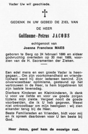 Doodsprentje Guillaume Petrus Jacobs