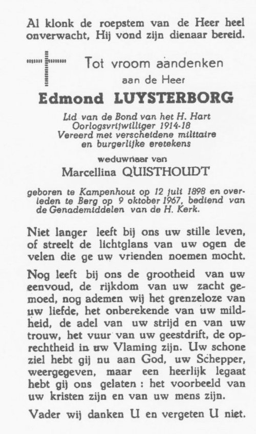 Bidprentje Edmond Henricus Franciscus Luysterborg