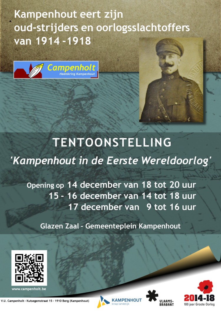 Affiche tentoonstelling 'Kampenhout in de Eerste Wereldoorlog' - 14-17 december 2018